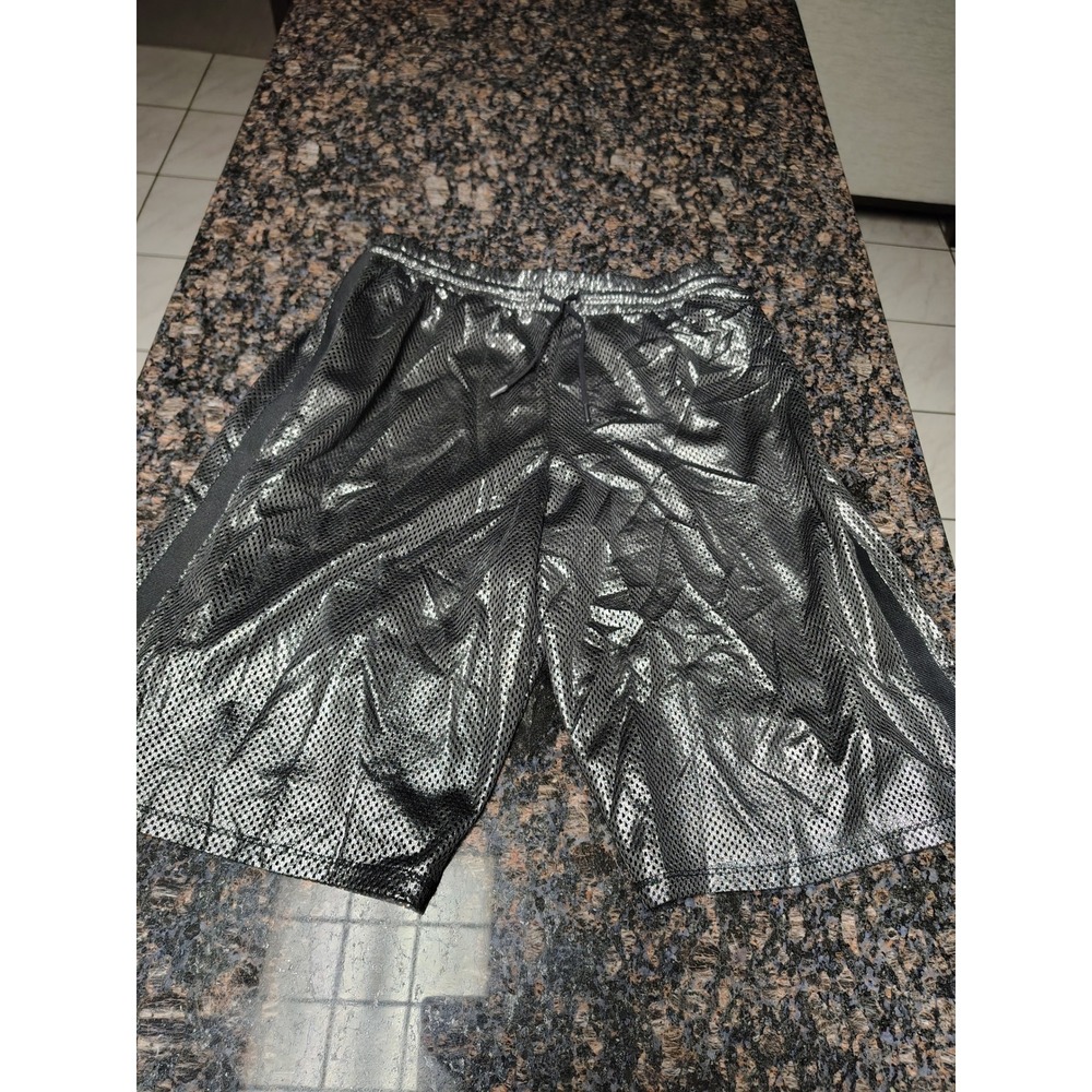 Ivy Park Metallic Silver Mesh Shorts Athletic Streetwear Small NEW